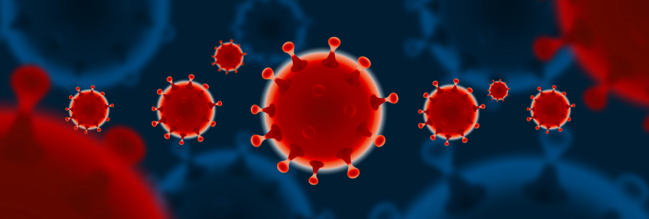 Free image download: Coronavirus, red, 3D, dark background, #000048