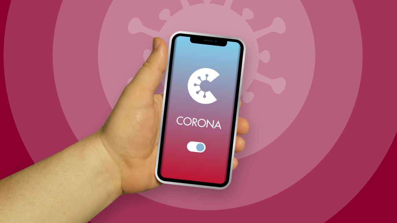 Gratis Download von iXimus.de: Hand mit Smartphone, iPhone, Covid-19-App, Corona-App, Corona-Warn-App, iOS, Adroid, Deutschland, Covid-19, Corona, Application, #000259